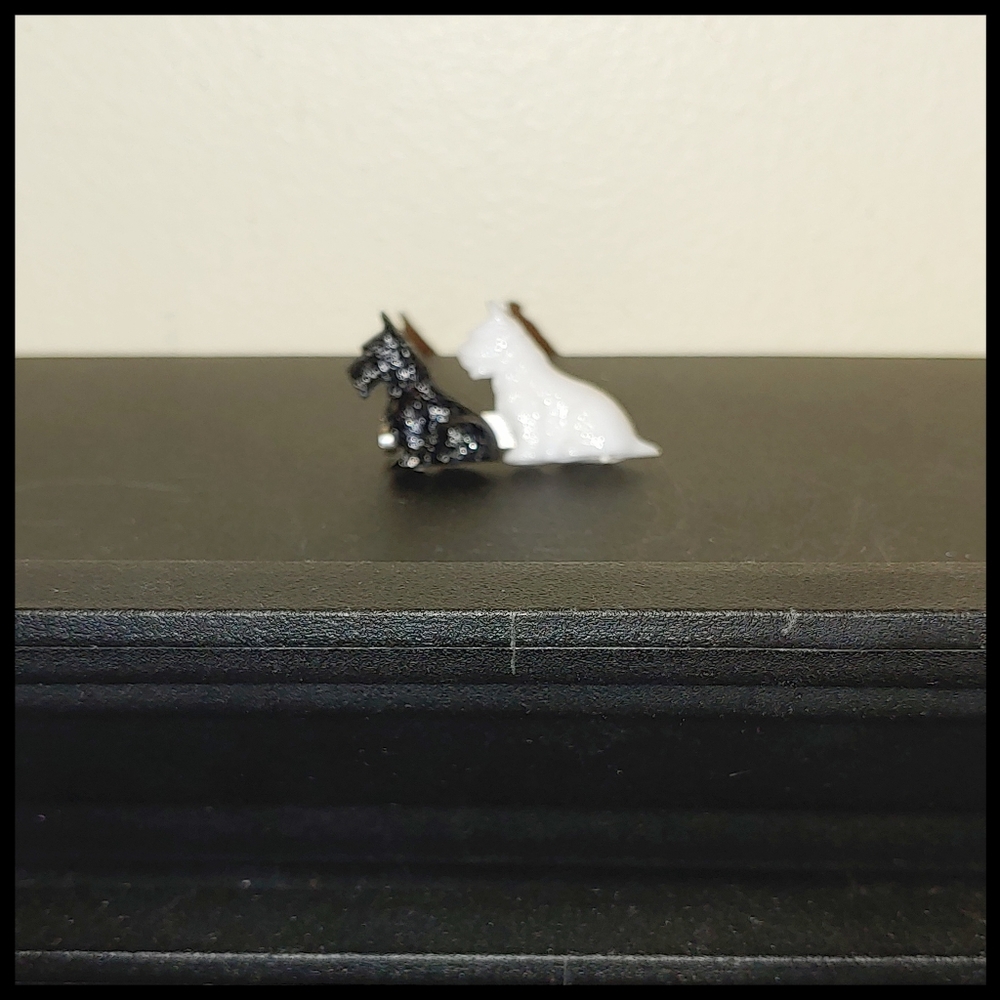 Black and White Plastic Made in Great Britain Scottie Westie Dog Pin